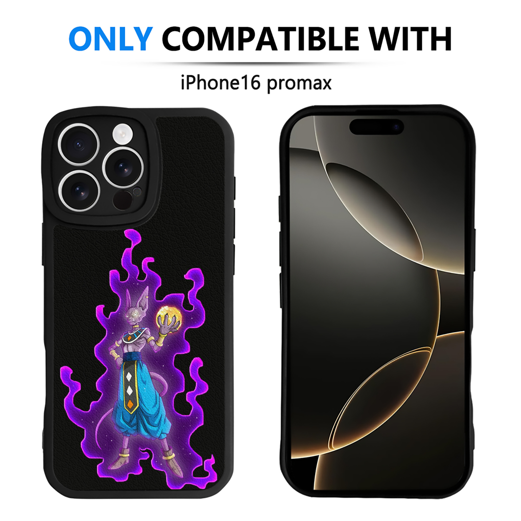 （画像用） ドラゴンボール ビルス 破壊神ビルス DRAGON BALL Beerus Birusu 【iPhone 16シリーズ対応】シリコンスマホケース（レザー調） 材質：シリコン
